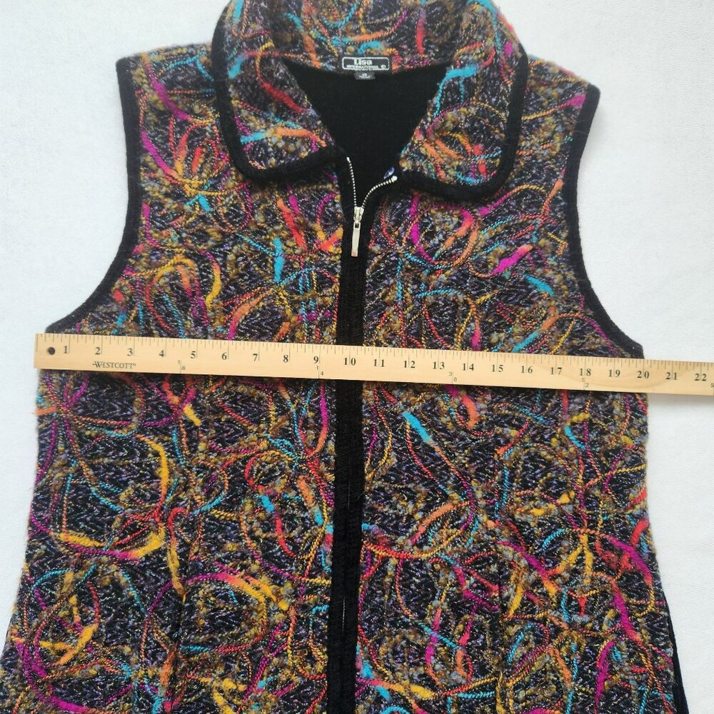 Colorful Sleeveless Zip-Up Knit Vest Fiber Art Teacher Comfy Cozy Soft Cute XL - Picture 12 of 13